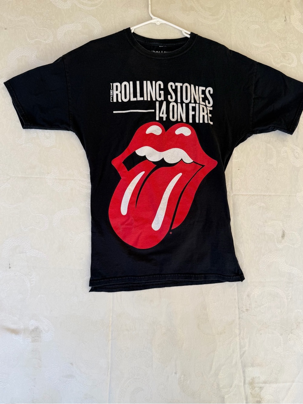 the Rolling Stones Black Tee with Red Tongue and White Logo